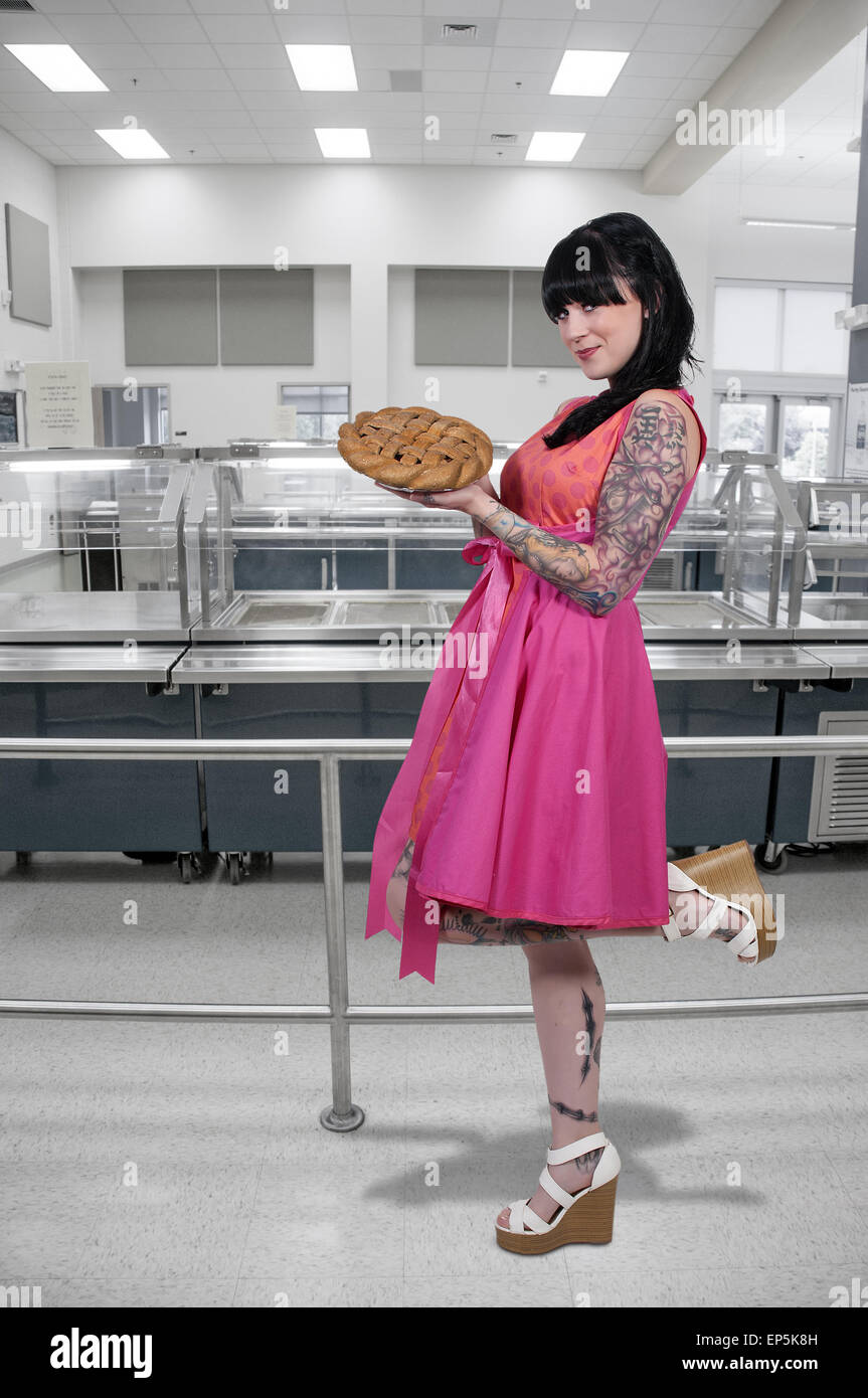 Femme avec Pie Banque D'Images