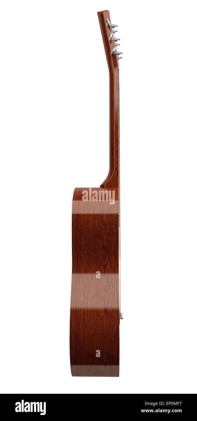 Vue de côté de la guitare acoustique isolated on white Photo Stock - Alamy