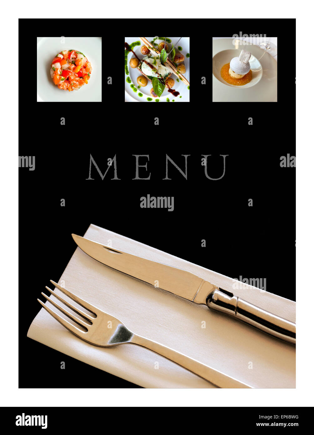 Collage de différents plats sur un menu de restaurant Photo Stock - Alamy