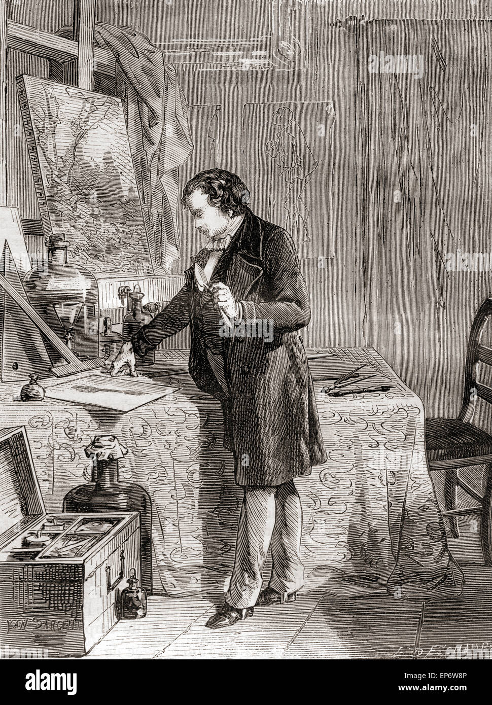 Louis-Jacques-Mandé Daguerre, 1787 - 1851. Artiste et photographe français, inventer le daguerréotype de la photographie au xixe siècle. Banque D'Images