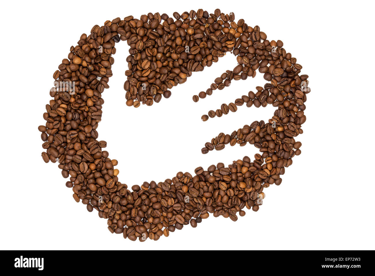 Palm imprimer sur un Coffee beans isolated on white Banque D'Images