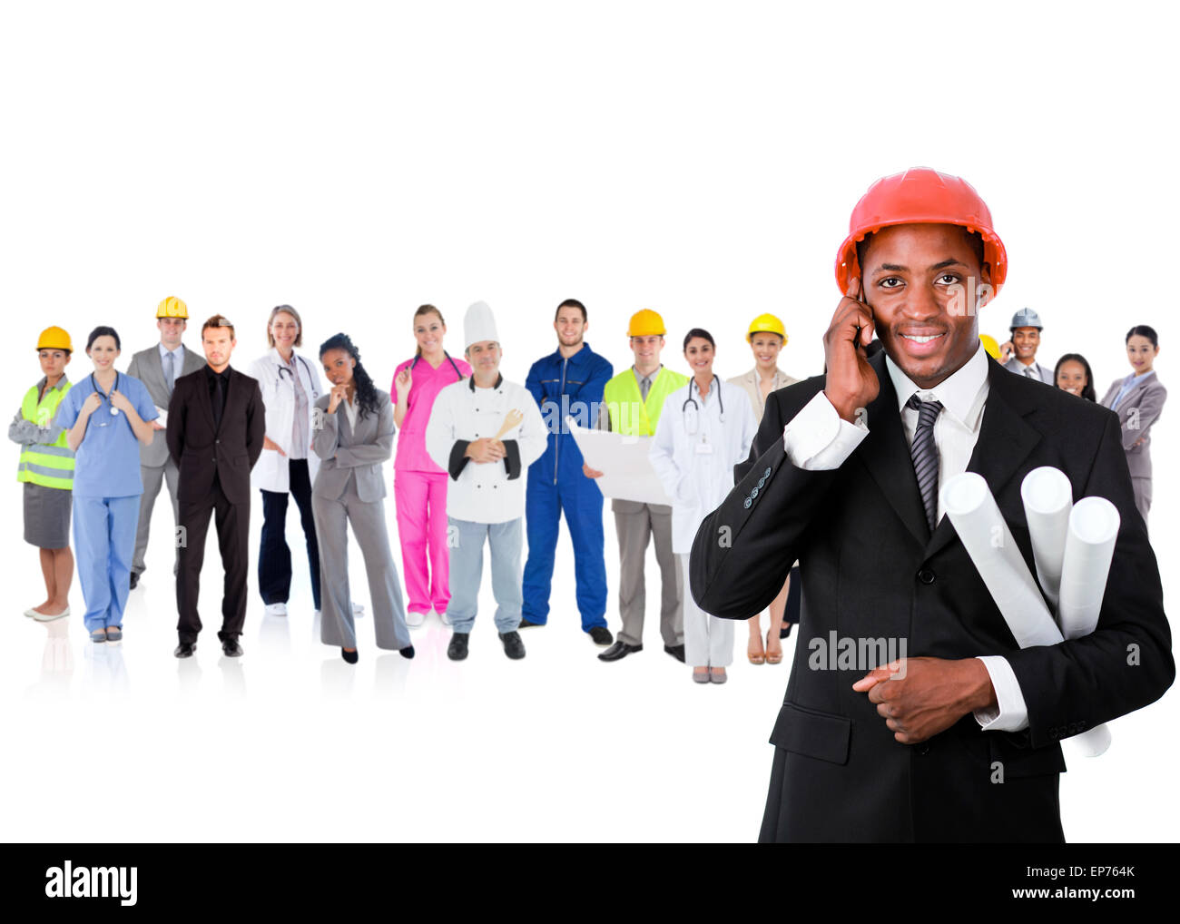 Architecte sur le téléphone en face de carrière Banque D'Images