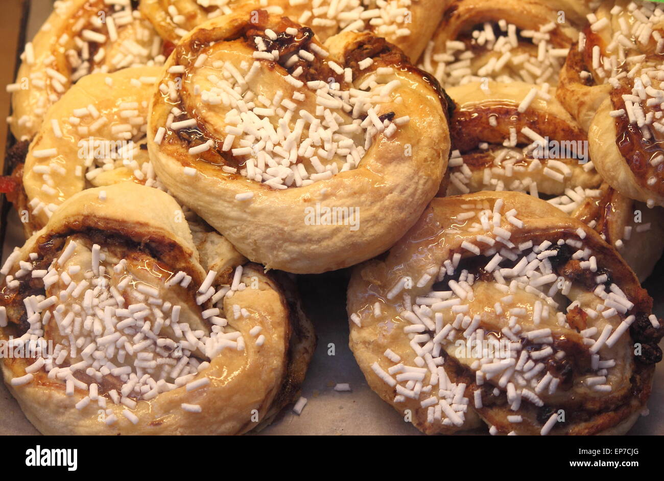 Plateau de viennoiseries fraîches Banque D'Images