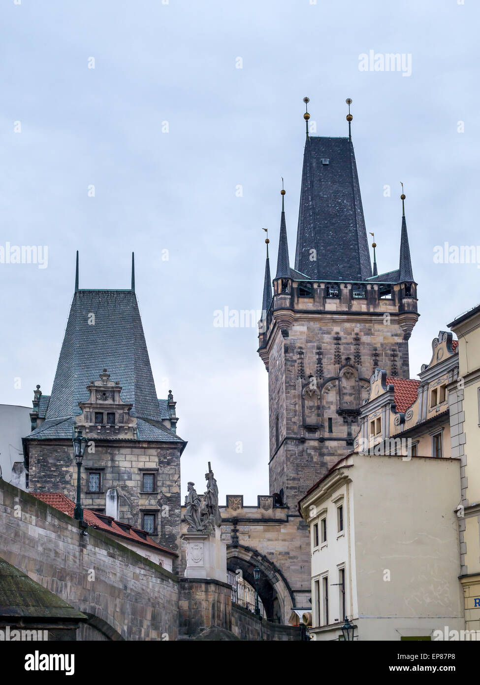 Les tours du pont Charles, Prague, République tchèque République Banque D'Images