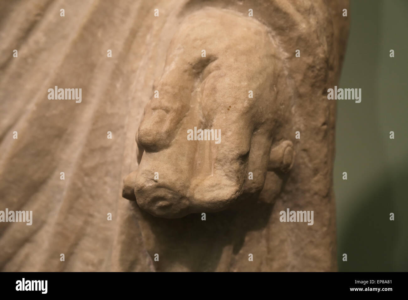 Portrait avec toga. Statue. 90-60 BC. Roman. Détail faites défiler de sa main. Musée National Romain. Palace Massimo. Rome. L'Italie. Banque D'Images