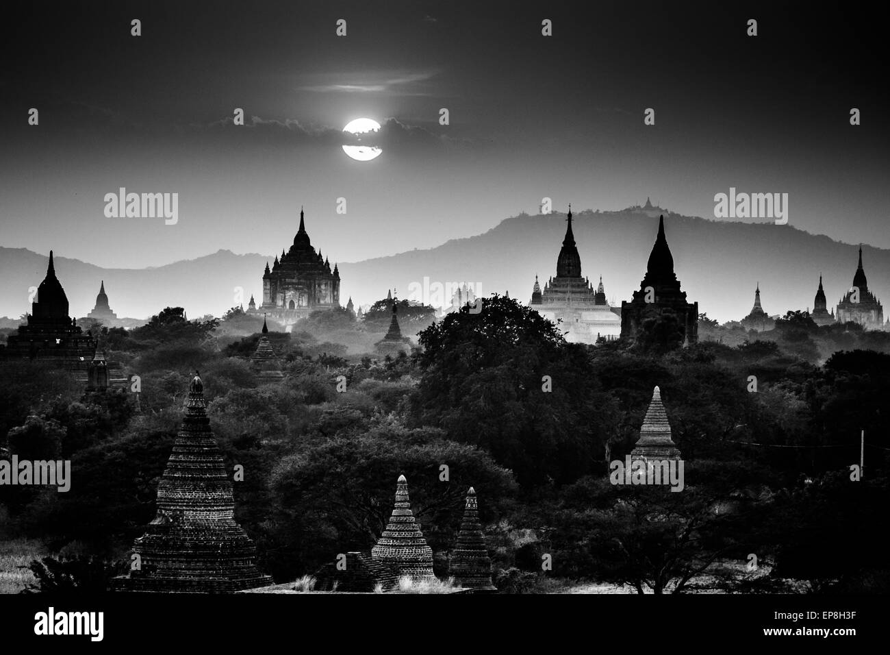 Tamples de Bagan, Birmanie, Myanmar, en Asie. Banque D'Images