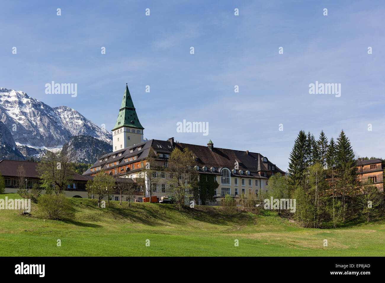 Schloss Elmau castle hotel, lieu de la sommet du G7 de 2015, Klais, du Wetterstein, Werdenfelser Land, Haute-Bavière Banque D'Images