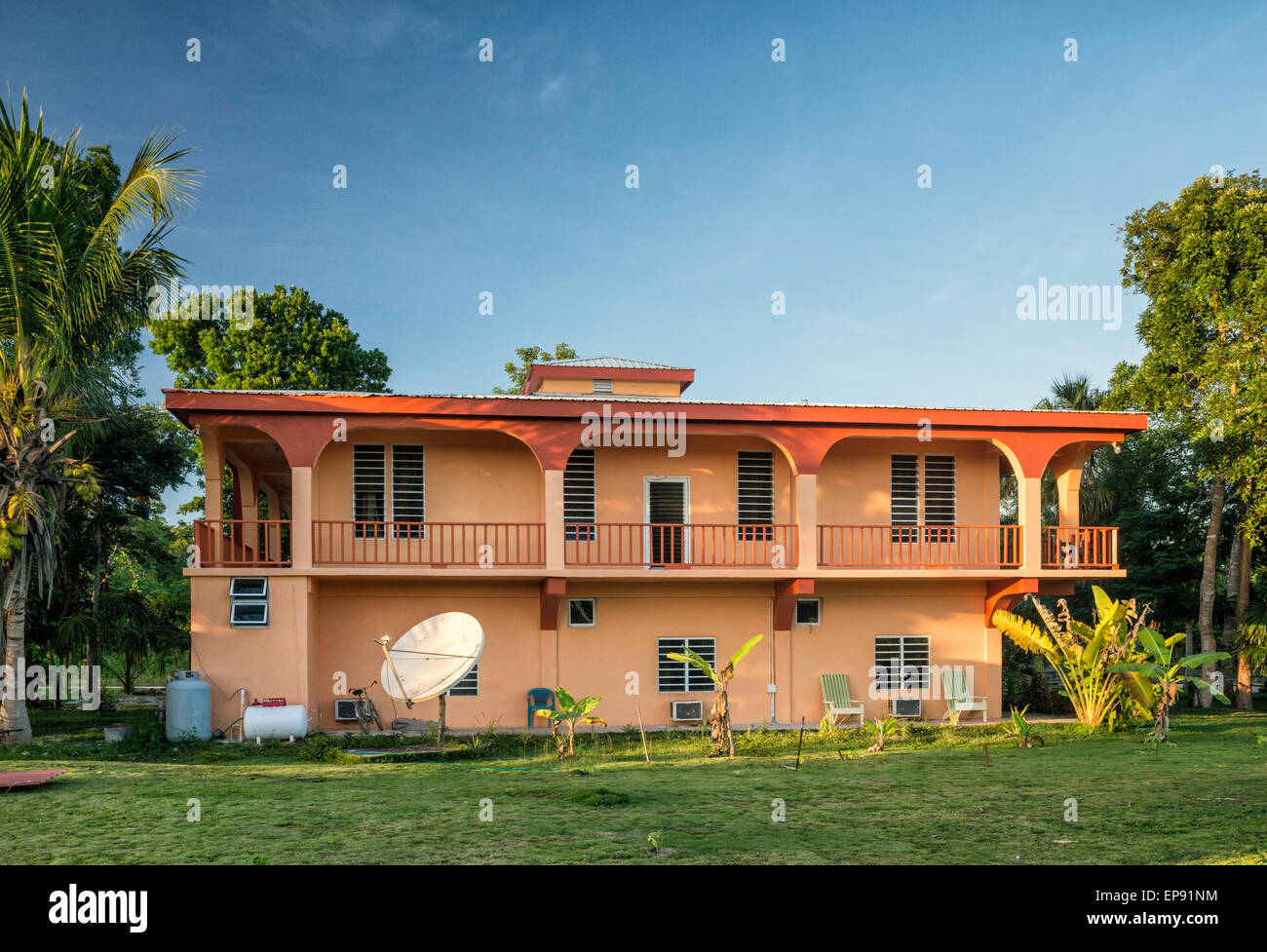 Inn at Banque de cuivre de cuivre village aka Banque San Fernando, Cerros Péninsule, district de Corozal, Belize, Amérique Centrale Banque D'Images