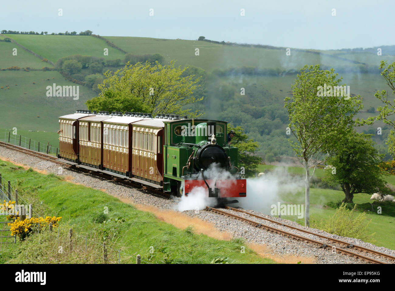 Lynton & Barnstaple Langue étroite Steam Railway à Woody Bay Station, North Devon Angleterre Charles Wytock Banque D'Images