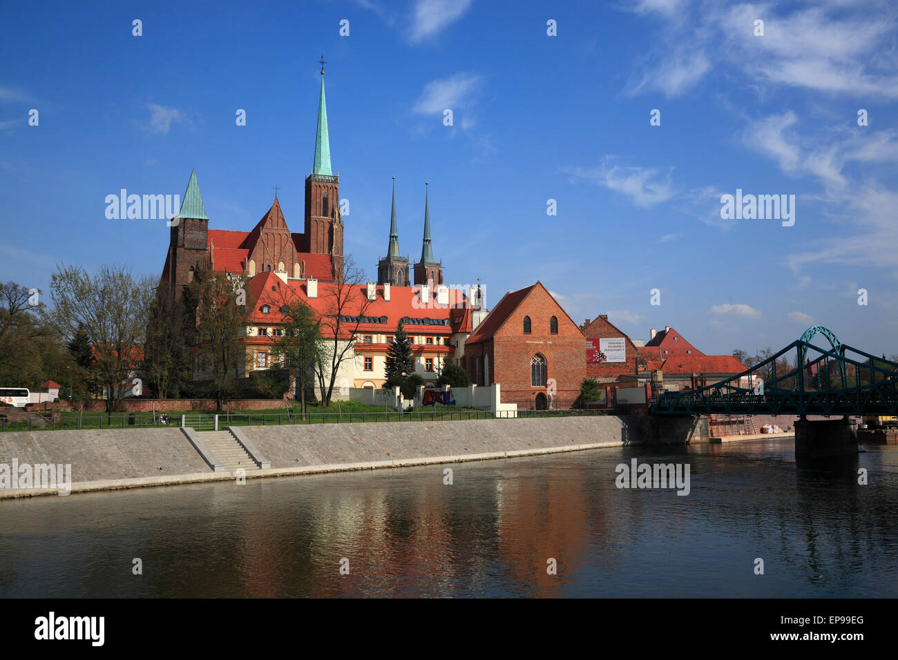 L'île de la cathédrale et de la rivière Odra, Wroclaw, Silésie, Pologne, Europe Banque D'Images
