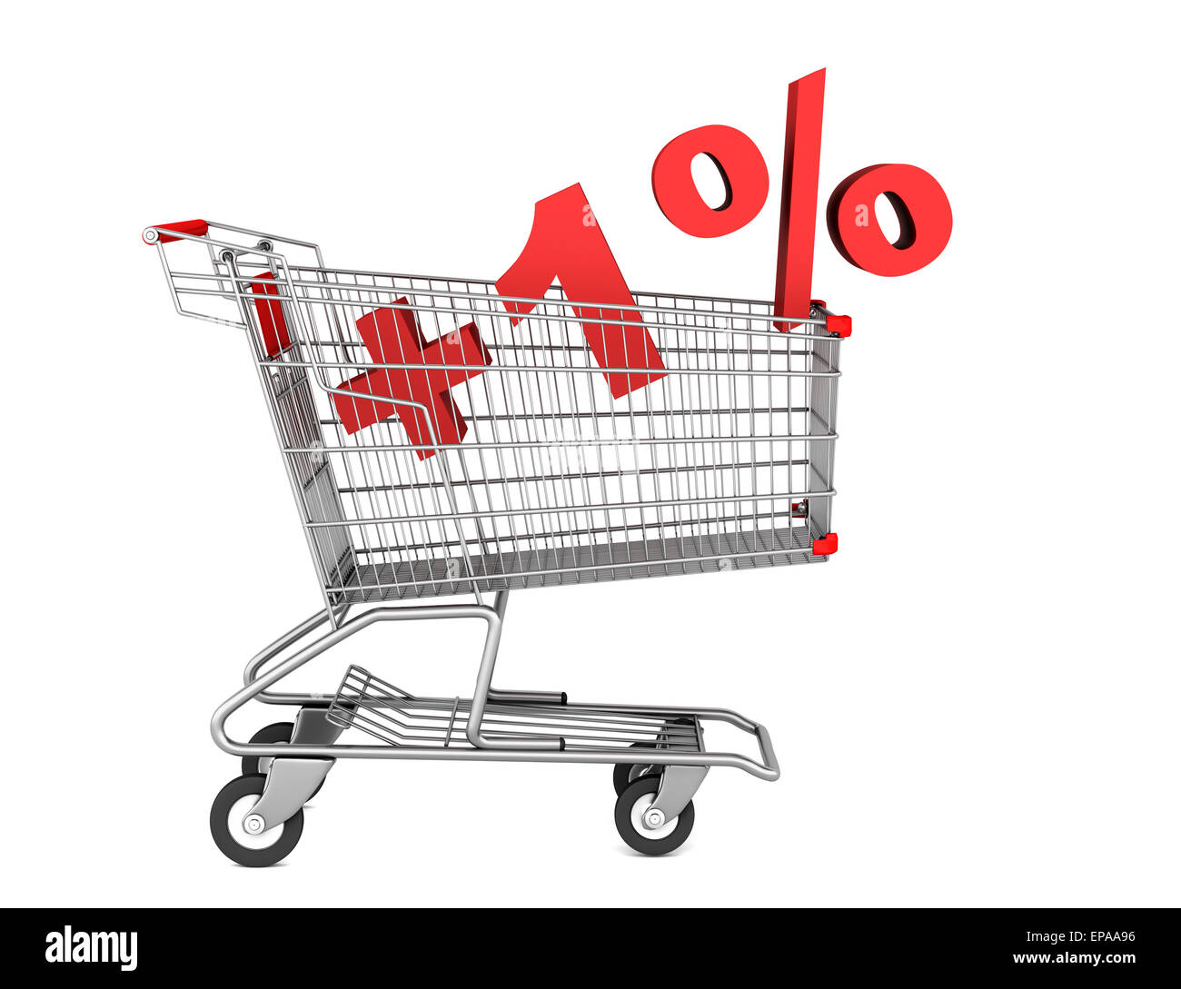 Panier avec plus 1  % isolé sign Banque D'Images