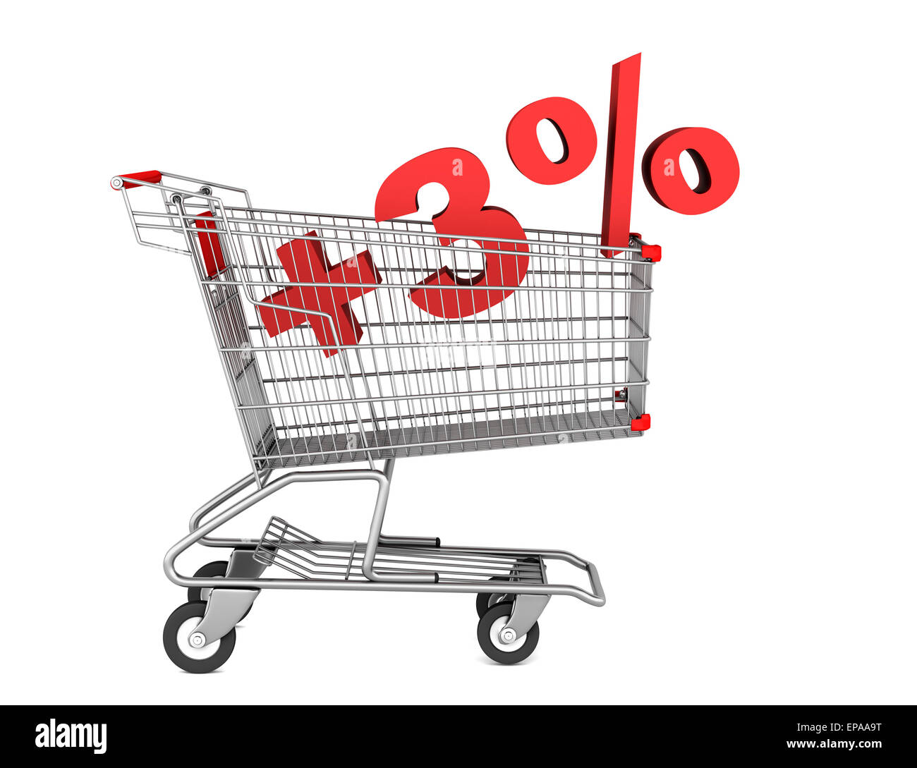 Panier avec plus 3  % isolé sign Banque D'Images