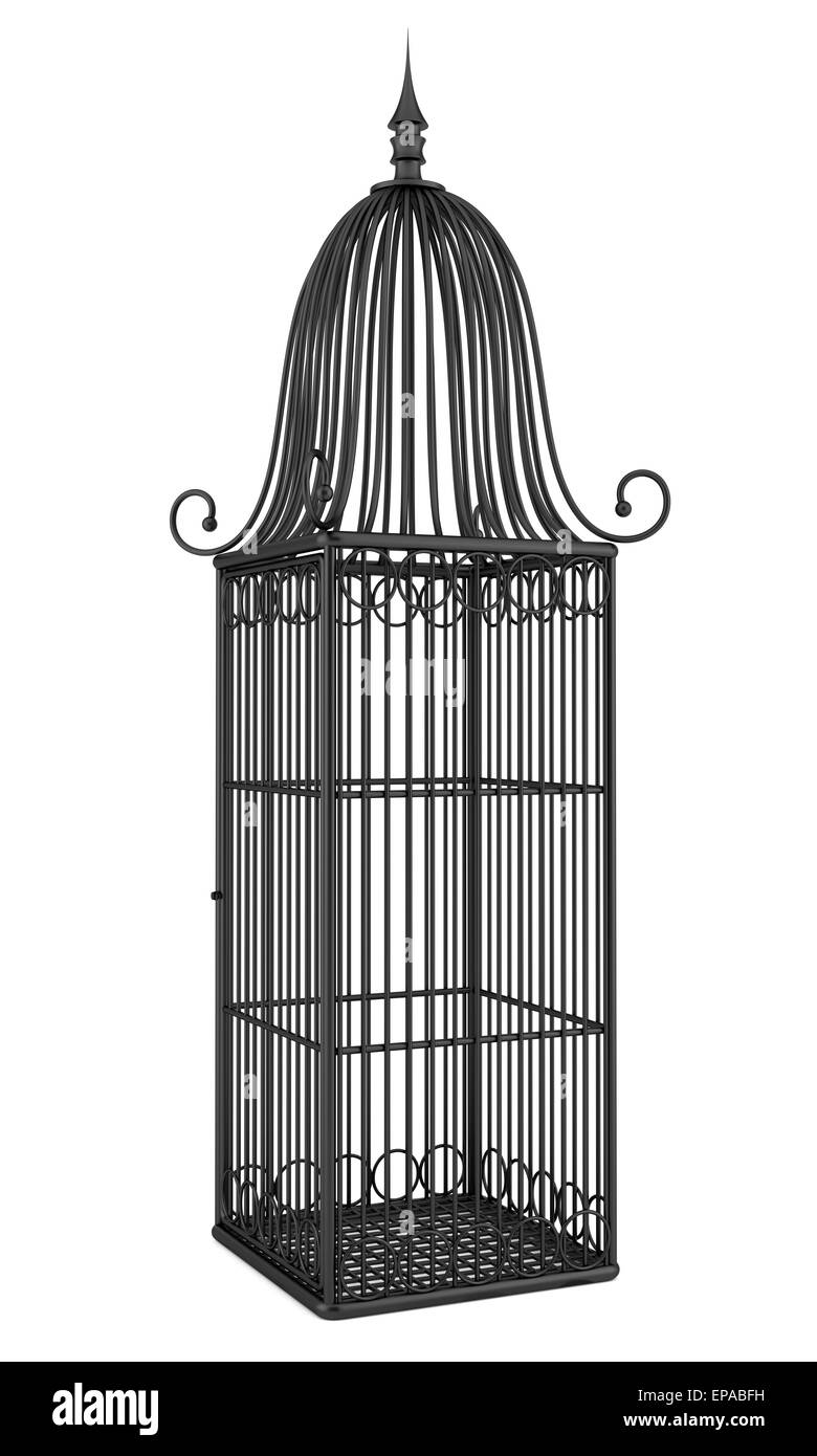 The Birdcage noir vide isolé sur fond blanc Banque D'Images