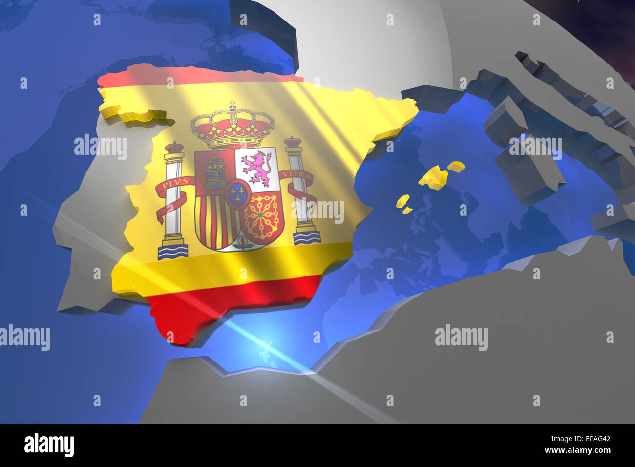 Espagne drapeau dans la forme de la carte du pays dans un design moderne Banque D'Images