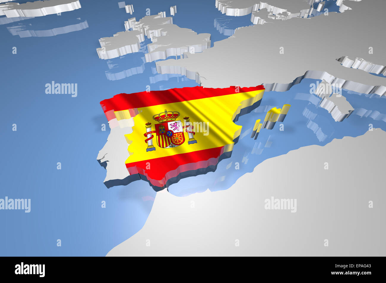 Espagne drapeau dans la forme de la carte du pays dans un design moderne Banque D'Images