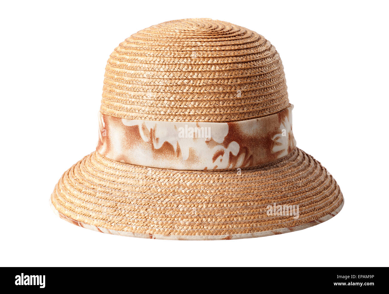 Chapeau de paille d'été féminins isolated on white Banque D'Images
