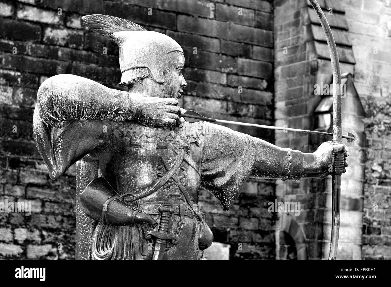 Statue de Robin des bois au château de Nottingham Banque D'Images Statue de Robin des bois au château de Nottingham Banque D'Images
