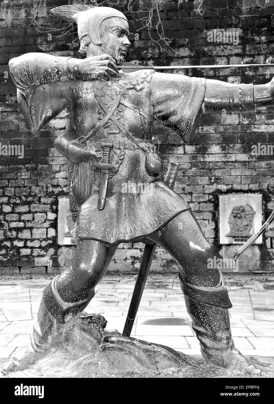Statue de Robin des bois au château de Nottingham Banque D'Images Statue de Robin des bois au château de Nottingham Banque D'Images