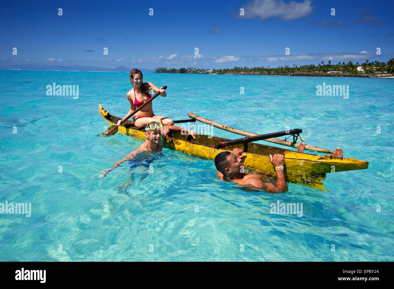 Bassin pour les touristes dans les eaux claires ; l'île, le Samoa Upulu Banque D'Images