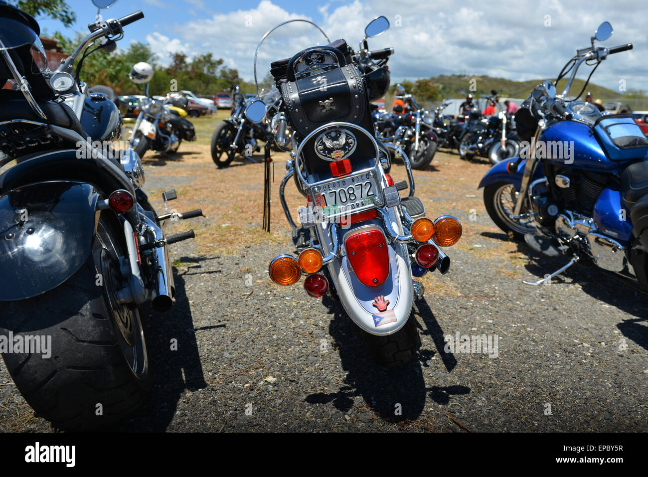 Retour d'une moto lors d'un événement cycliste à Ponce, Porto Rico. L'île des Caraïbes. USA territoire. Banque D'Images