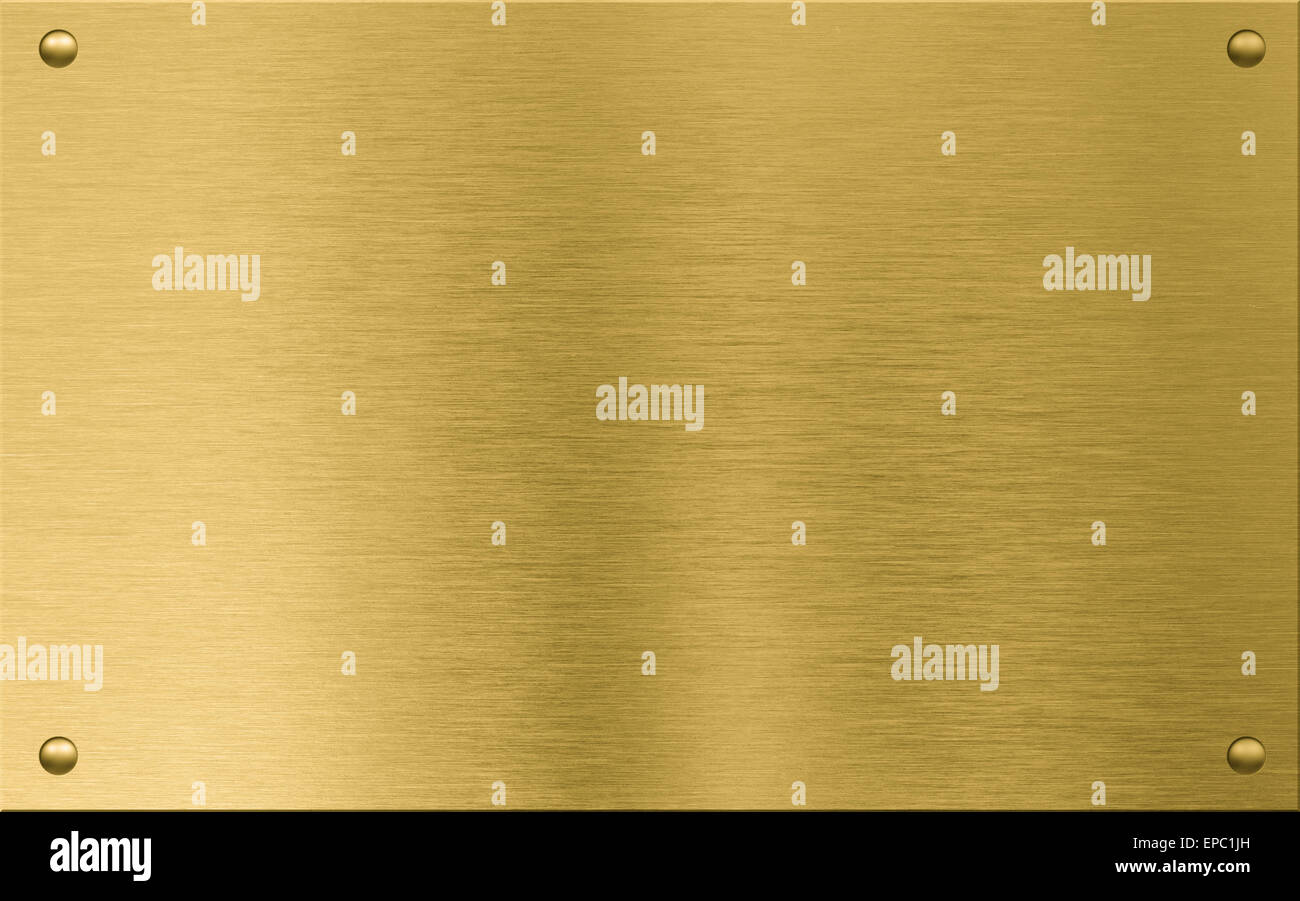 Plaque de métal or ou nameboard avec rivets Banque D'Images