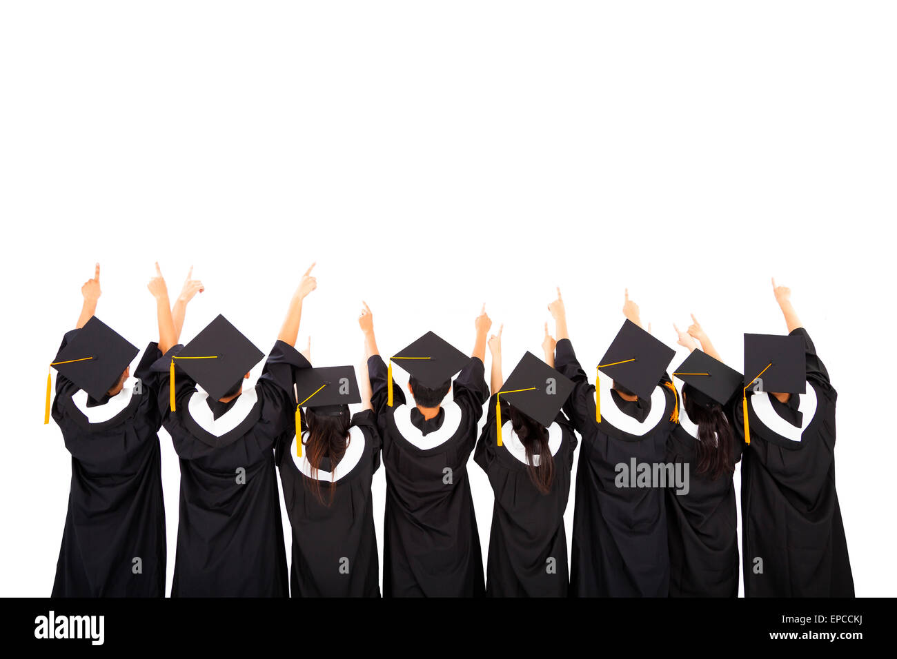 Vue arrière d'étudiants célébrant l'obtention du diplôme Banque D'Images