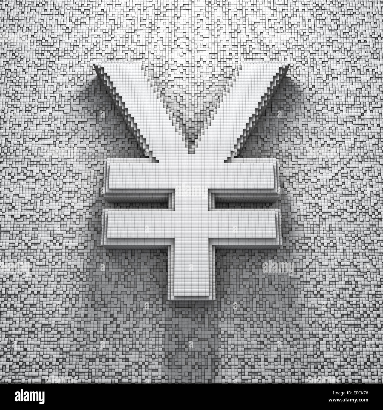 3D render of pixelisées yen symbol Banque D'Images