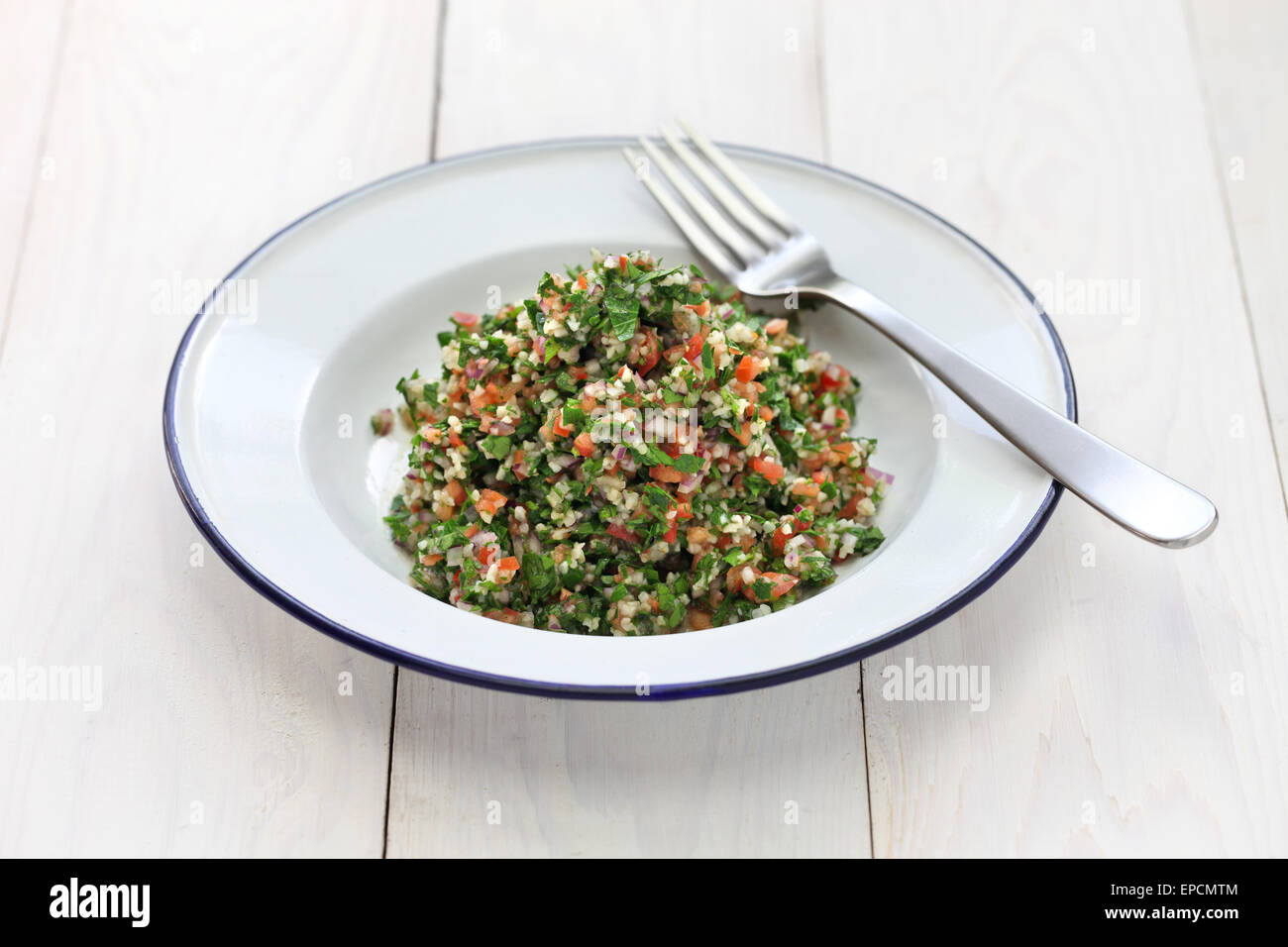 Le taboulé taboulé, salade, persil, une cuisine du Moyen-Orient Banque D'Images
