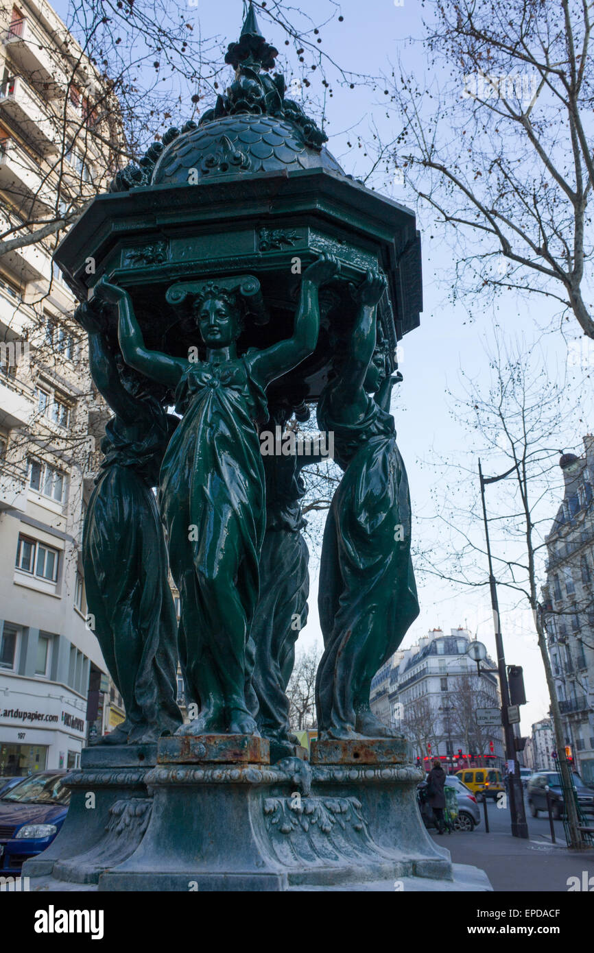 Fontaine Wallace historique, Paris Banque D'Images