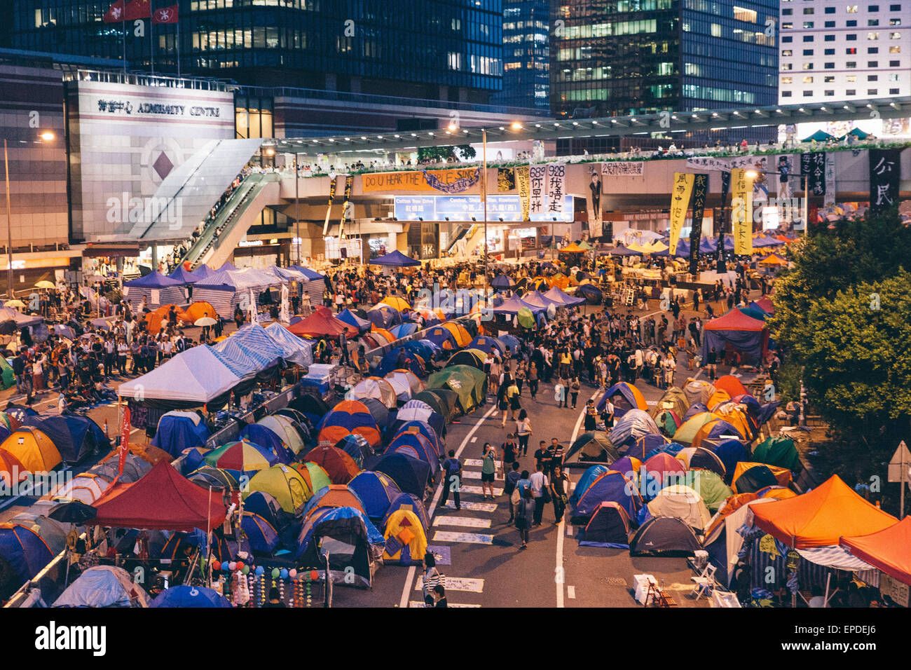 HONG KONG, 24 OCT : révolution parapluie en amirauté le 24 octobre 2014. Banque D'Images