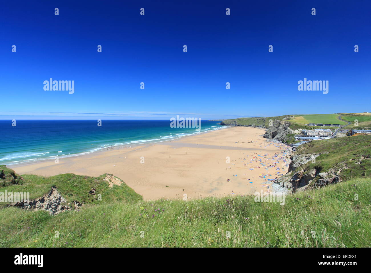 Watergate Bay près de Newquay sur la côte nord de la Cornouailles en Angleterre. Banque D'Images