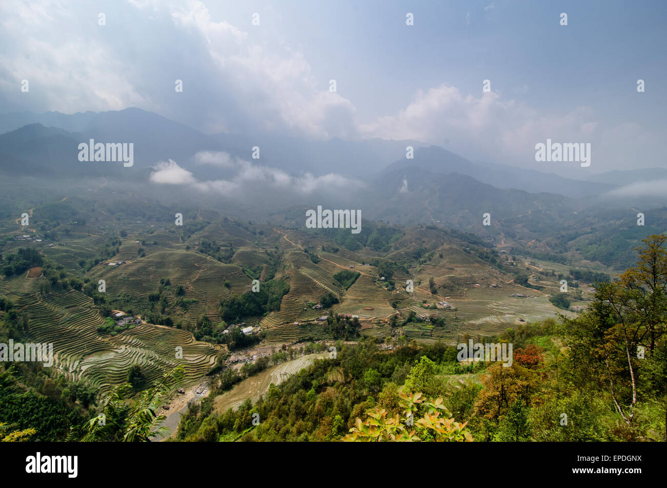 Une vue sur la vallée près de Sapa, Vietnam Banque D'Images