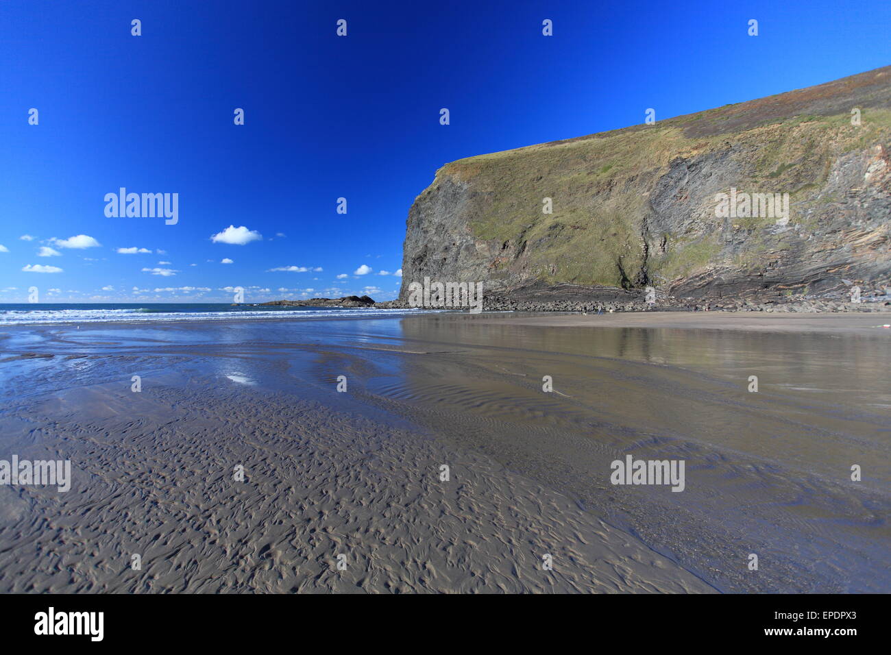 Crackington Haven Beach sur la côte nord de la Cornouailles en Angleterre. Banque D'Images