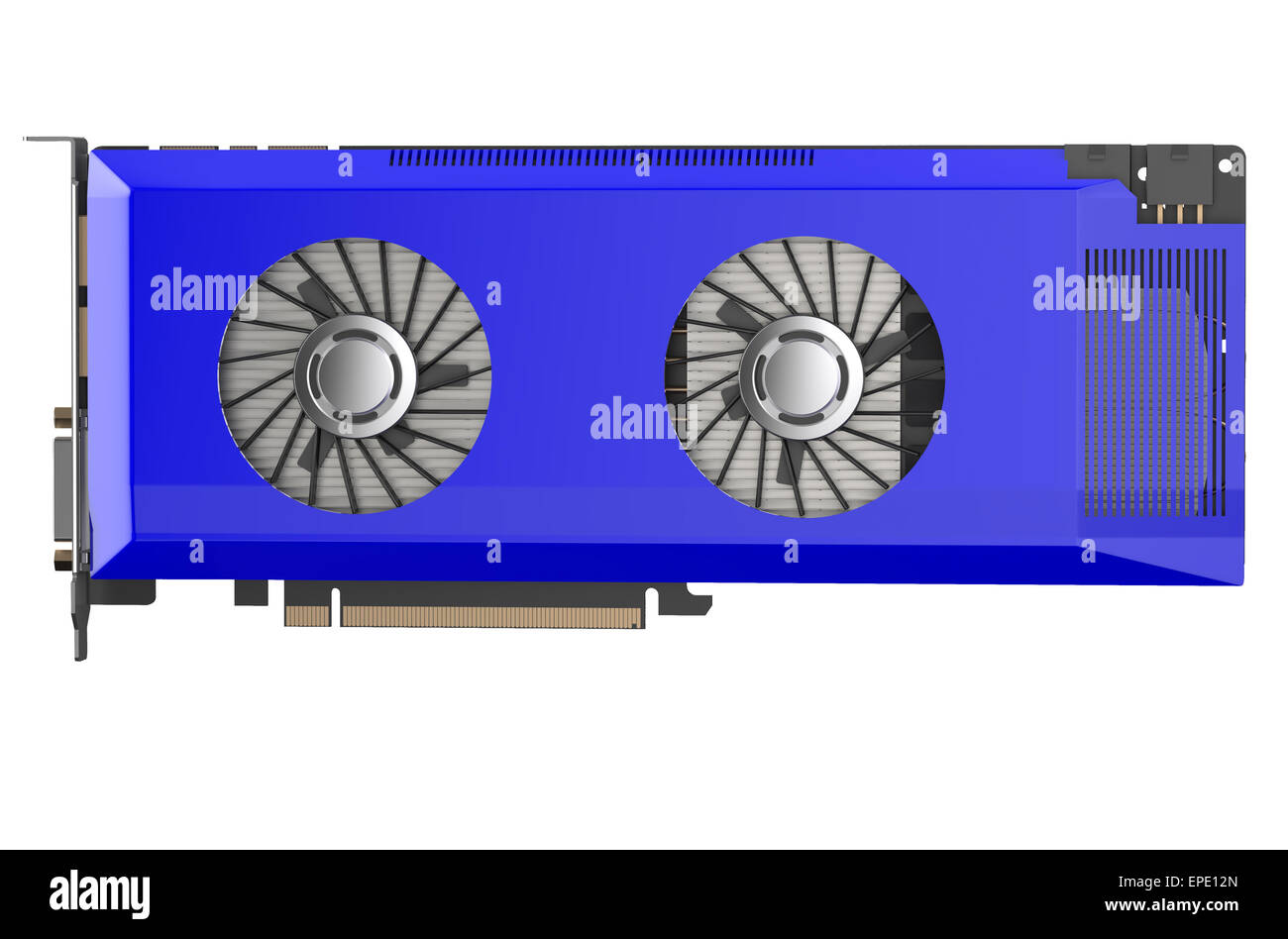 Carte vidéo bleu isolé sur fond blanc Banque D'Images