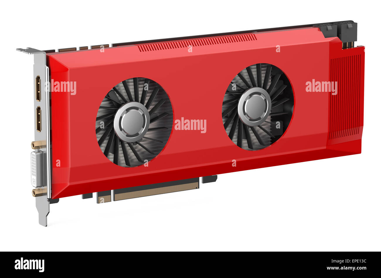 Carte vidéo rouge isolé sur fond blanc Banque D'Images