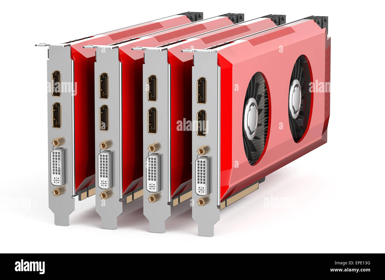 Carte vidéo rouge isolé sur fond blanc Banque D'Images