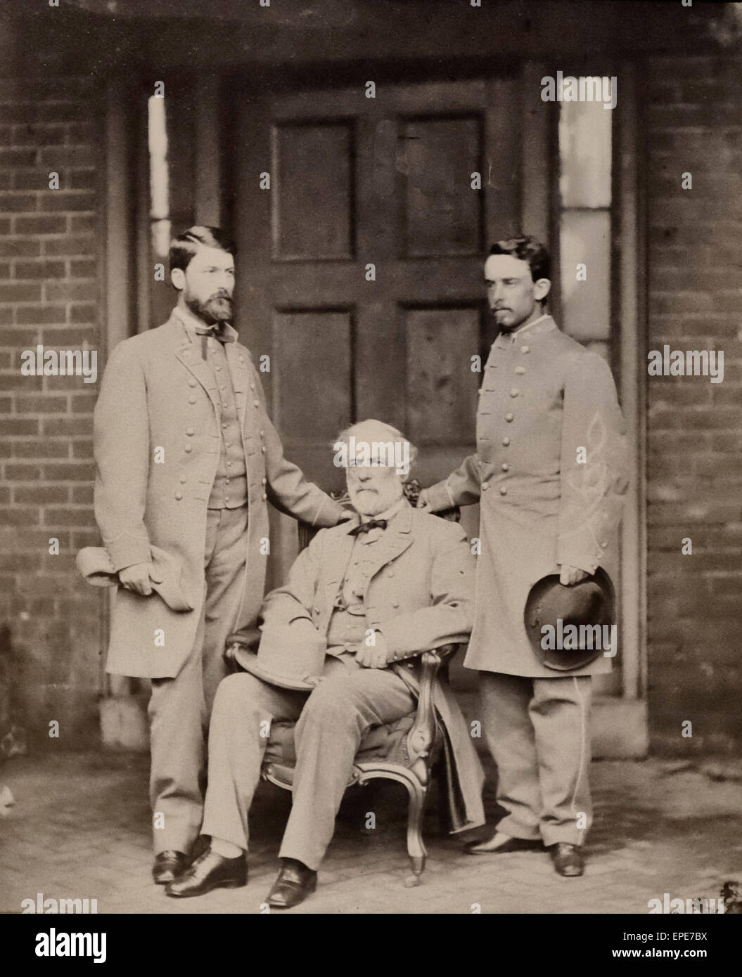 Robert E Lee et son personnel, Avril 1865 Banque D'Images