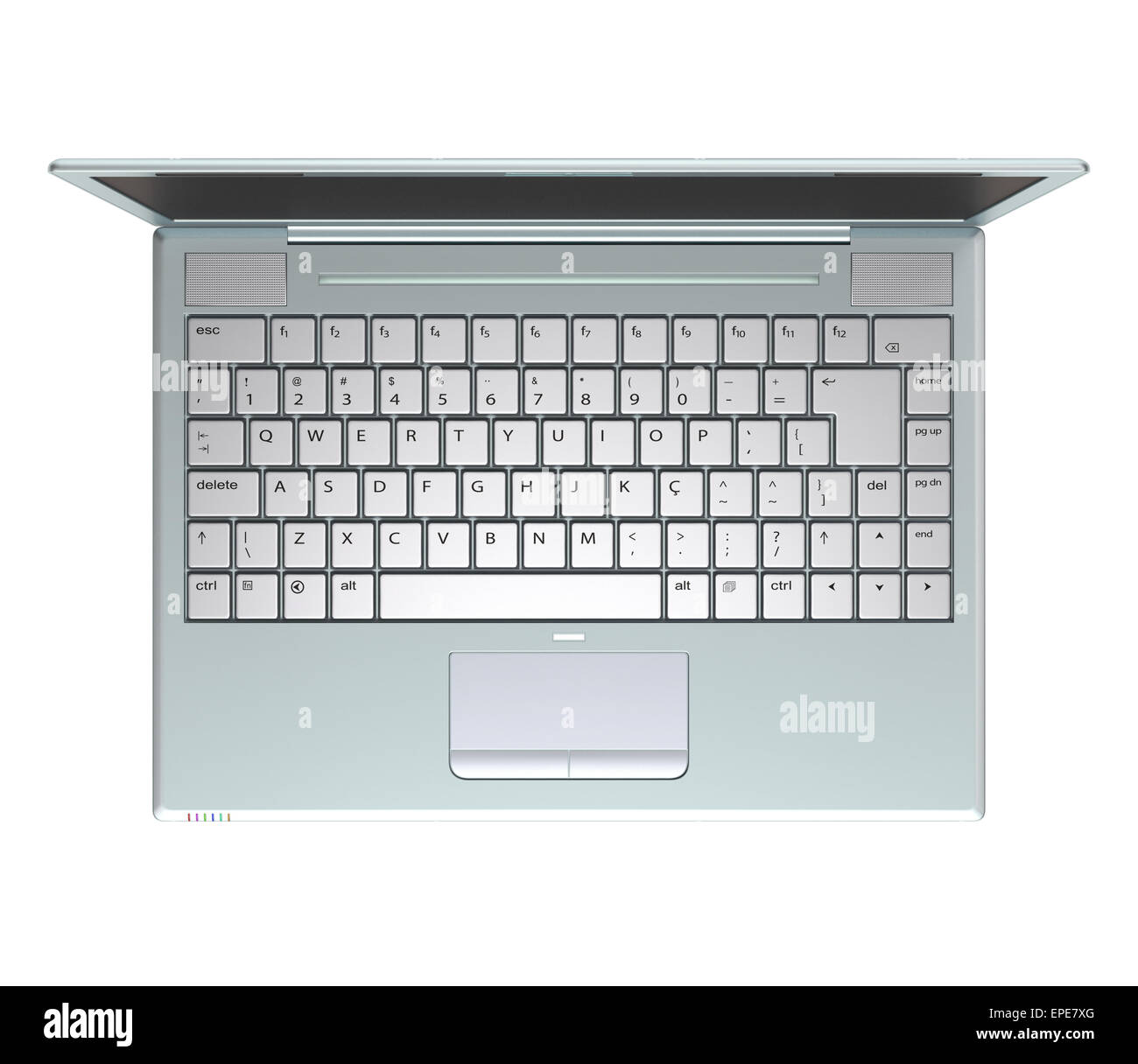 Ordinateur portable d'argent sur fond blanc avec chemin de détourage inclus. Banque D'Images