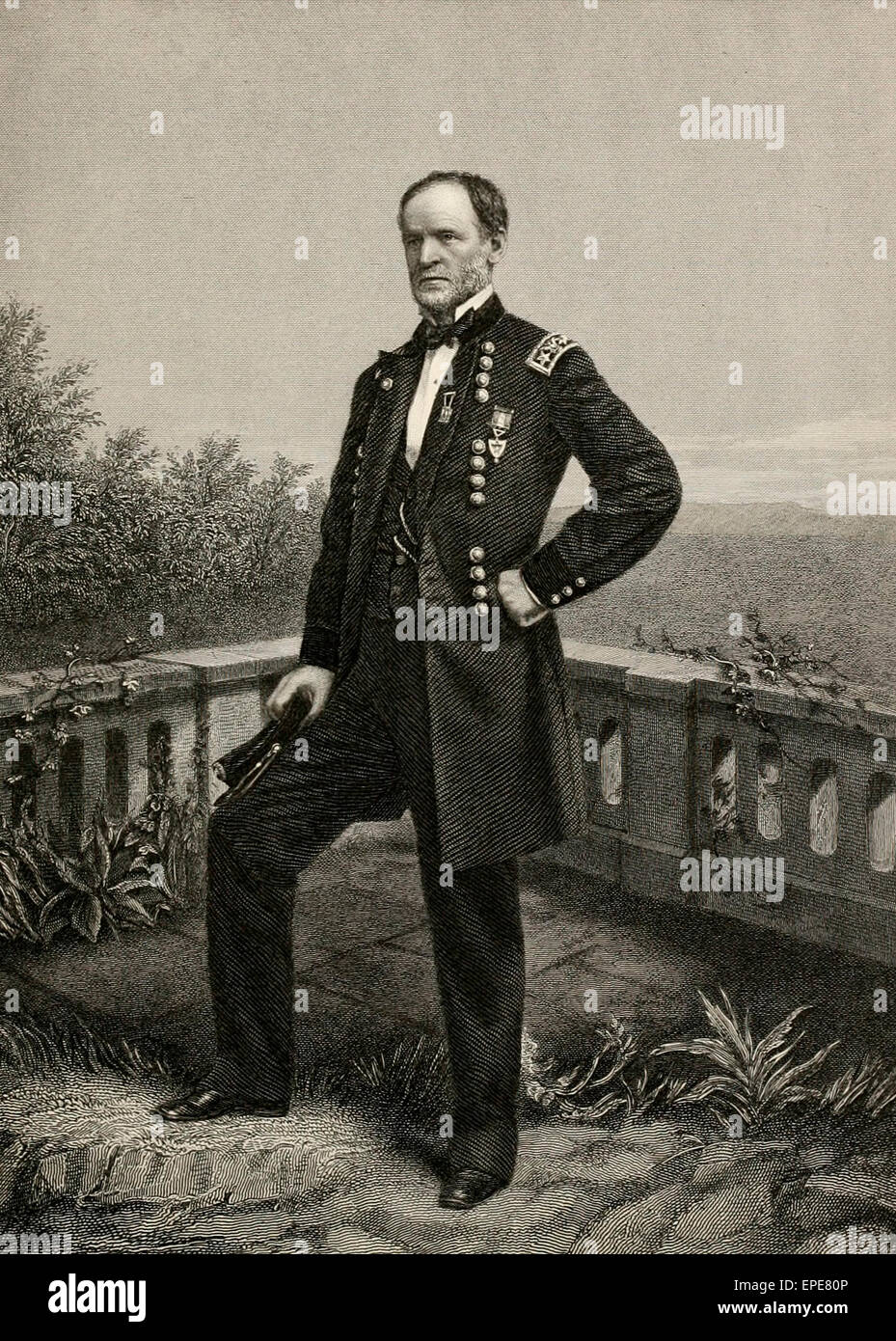 Général de l'Union William Sherman T durant la guerre civile USA Banque D'Images