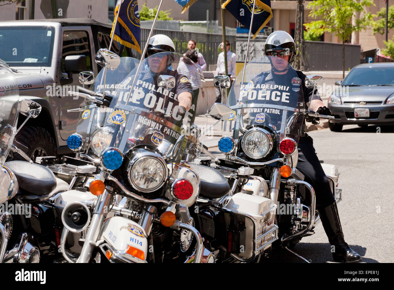 Les agents de police moto Philadelphie - USA Banque D'Images