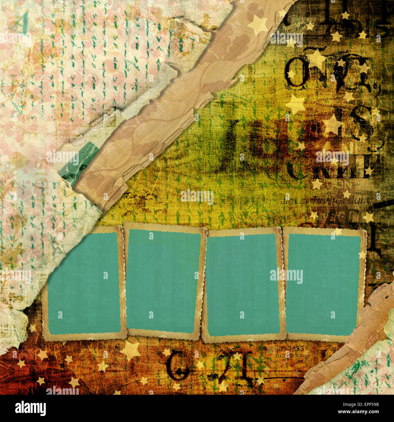 Résumé fond magnifique dans le style de technique mixte avec papier aliéné Banque D'Images