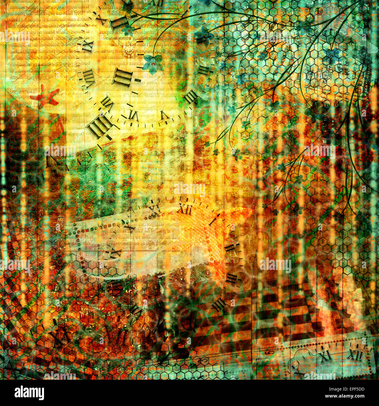 Résumé fond magnifique dans le style de technique mixte avec ornement floral Banque D'Images