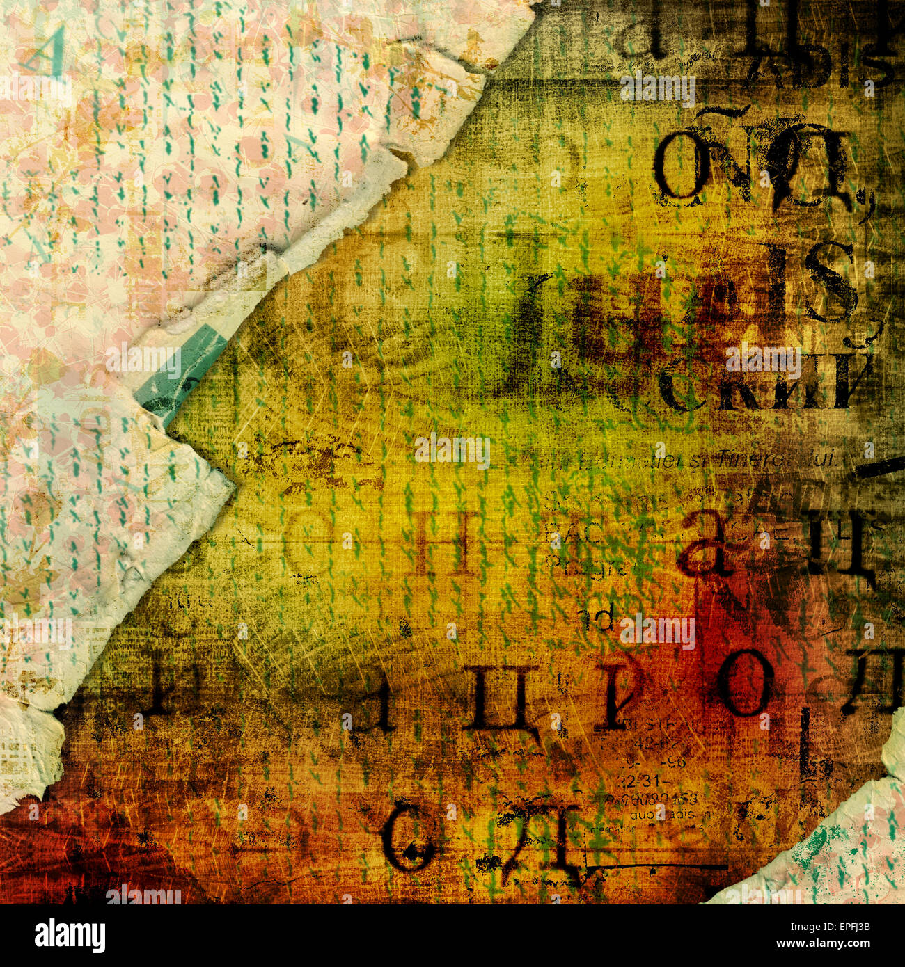 Résumé fond magnifique dans le style de technique mixte avec papier aliéné Banque D'Images