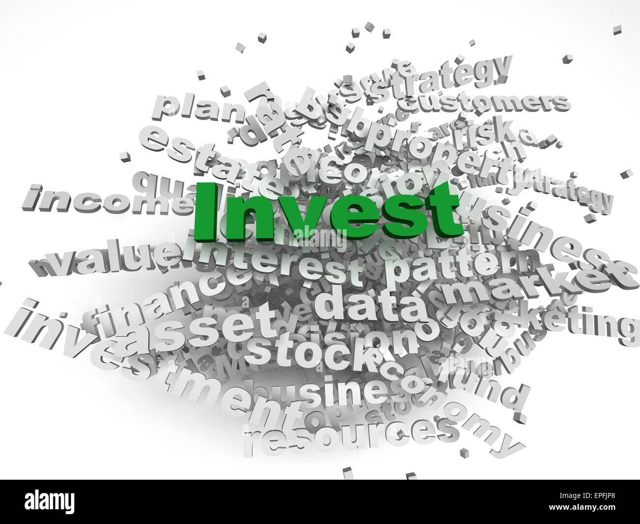 Image 3d investir concept questions fond de nuage de mots Banque D'Images