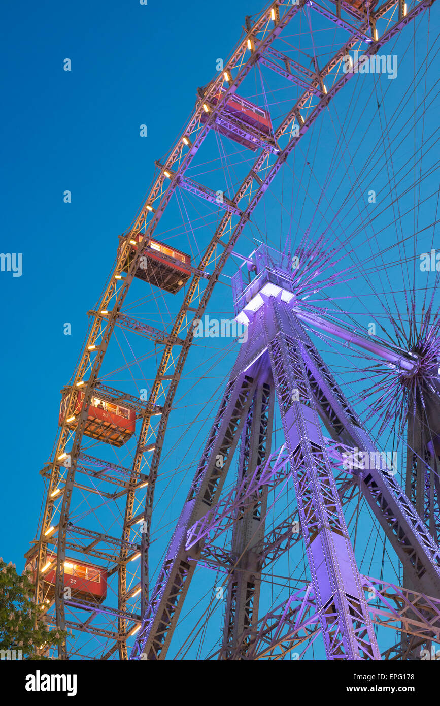 Vienne Prater Riesenrad, vue de la grande roue Riesenrad à Vienne, a présenté dans le film de 1949 le troisième homme, Wien, Autriche. Banque D'Images