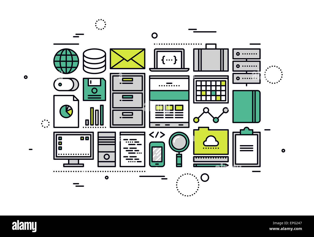 Opérations de gestion de base de données SQL, cloud computing service de programmation, de comptabilité de l'entreprise document de big data. Banque D'Images