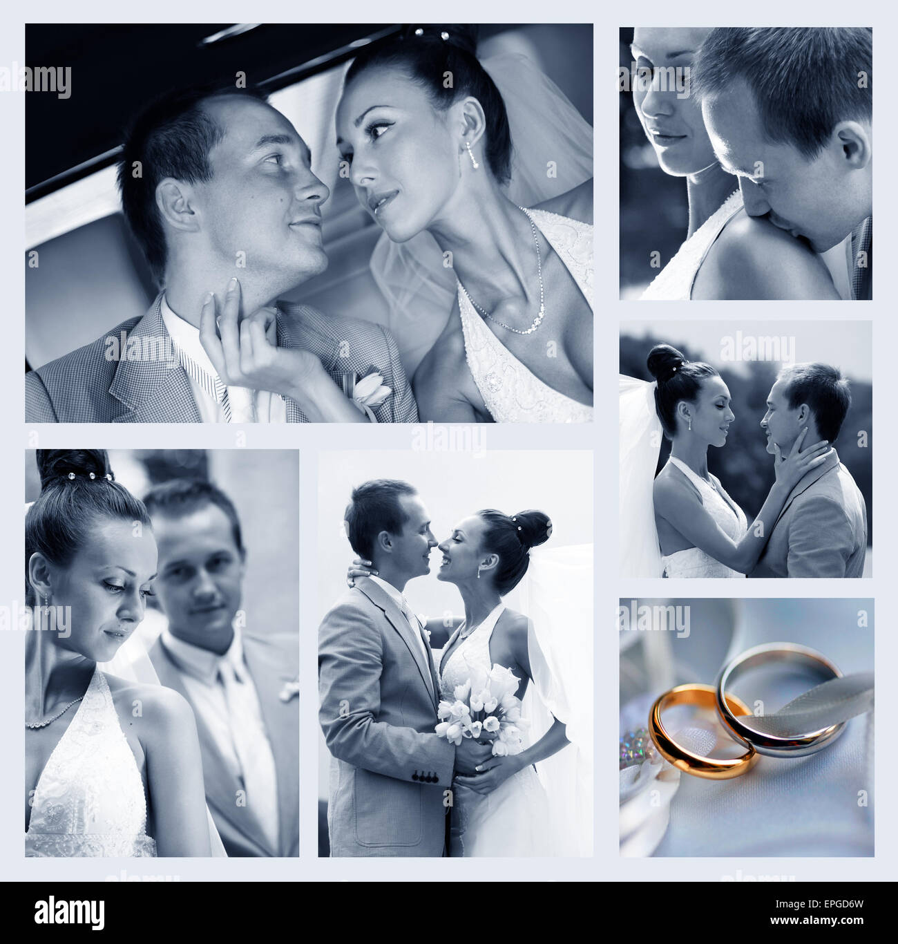 Collage de photos de mariage neuf Banque D'Images
