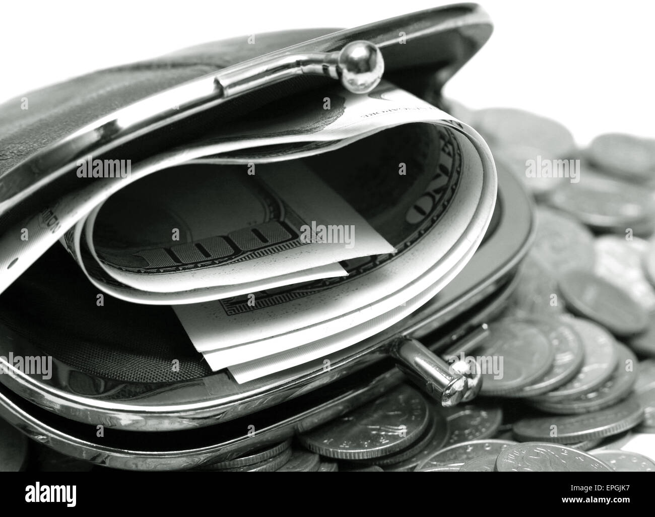 Sac à main avec de l'argent Banque D'Images