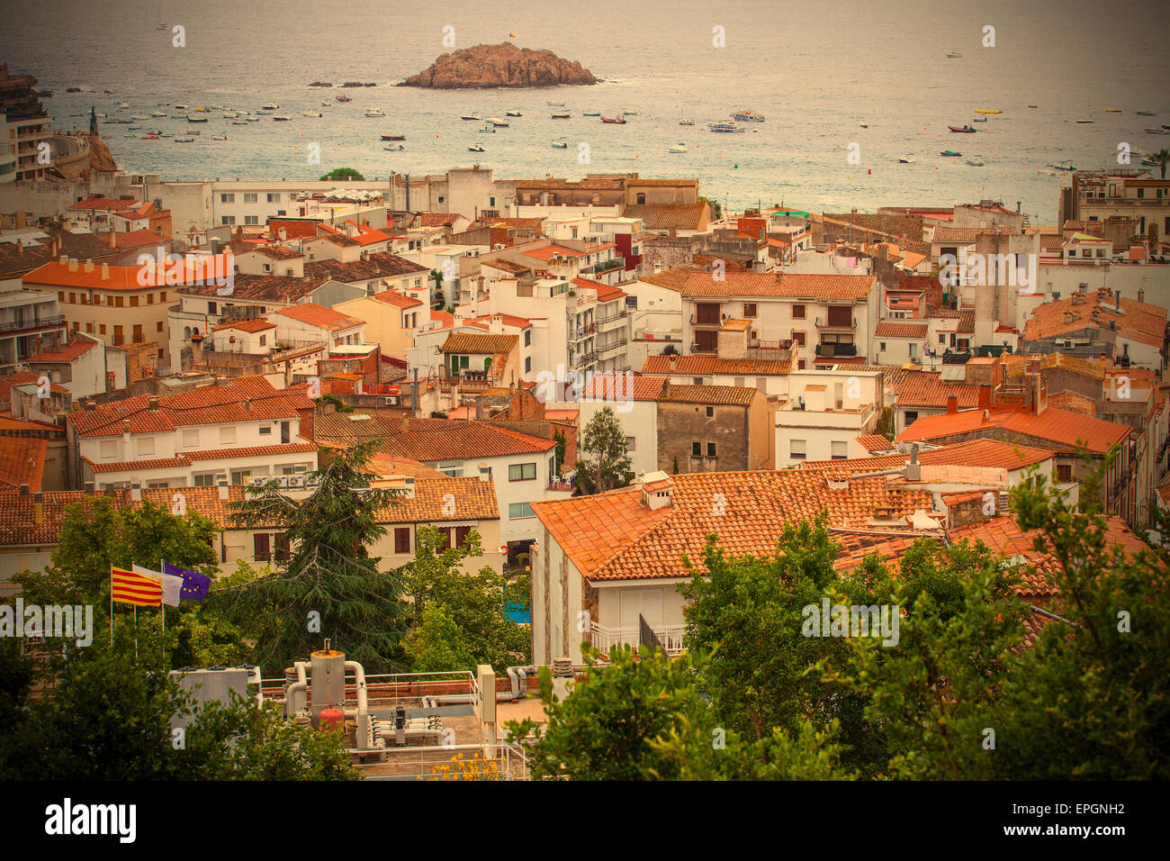 Panorama de la ville de Tossa de Mar, Espagne Banque D'Images