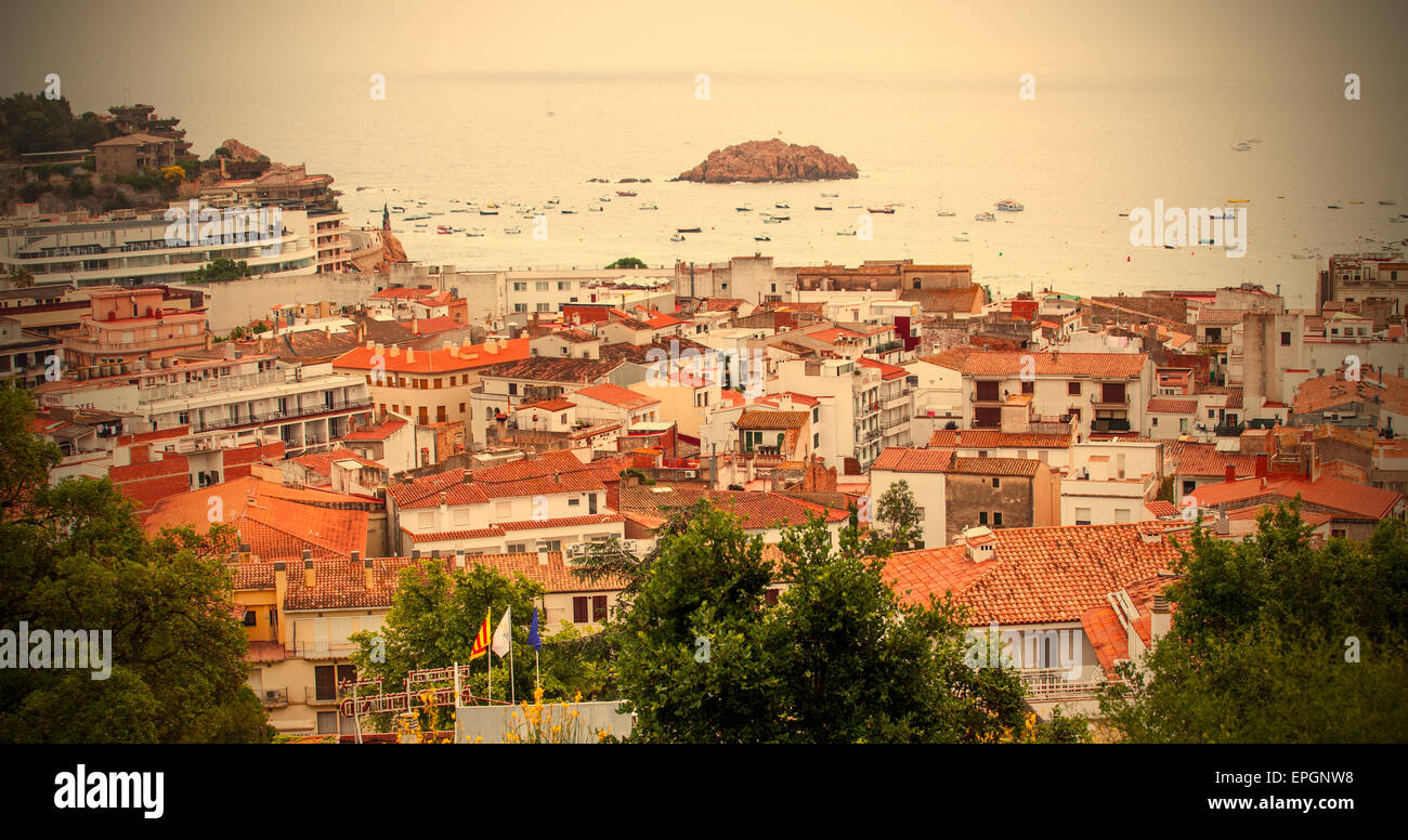 Panorama de la ville de Tossa de Mar, Espagne Banque D'Images